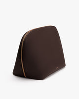 Structured pouch with a zip closure shown at an angle.