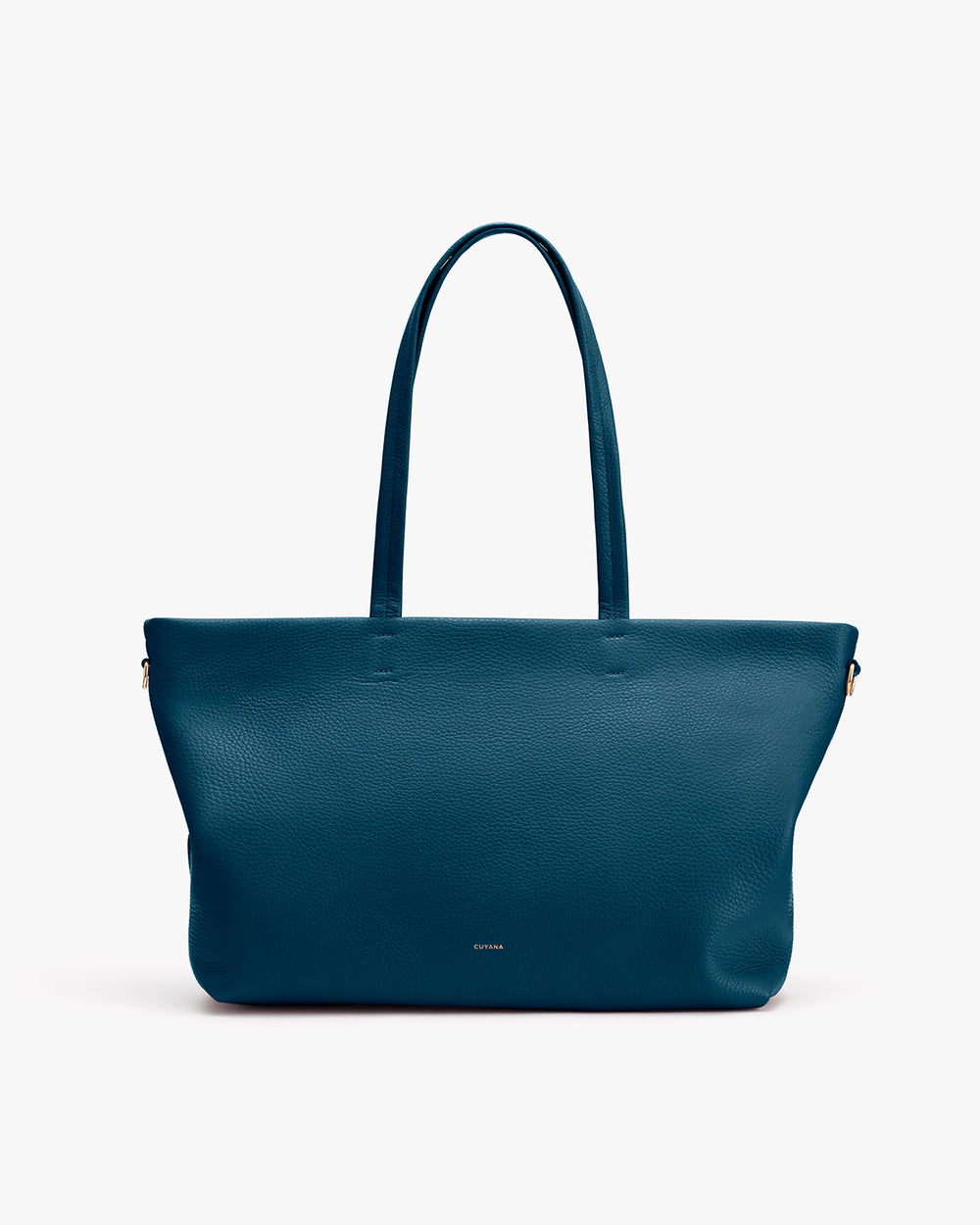 Tote bag with two handles and subtle branding.