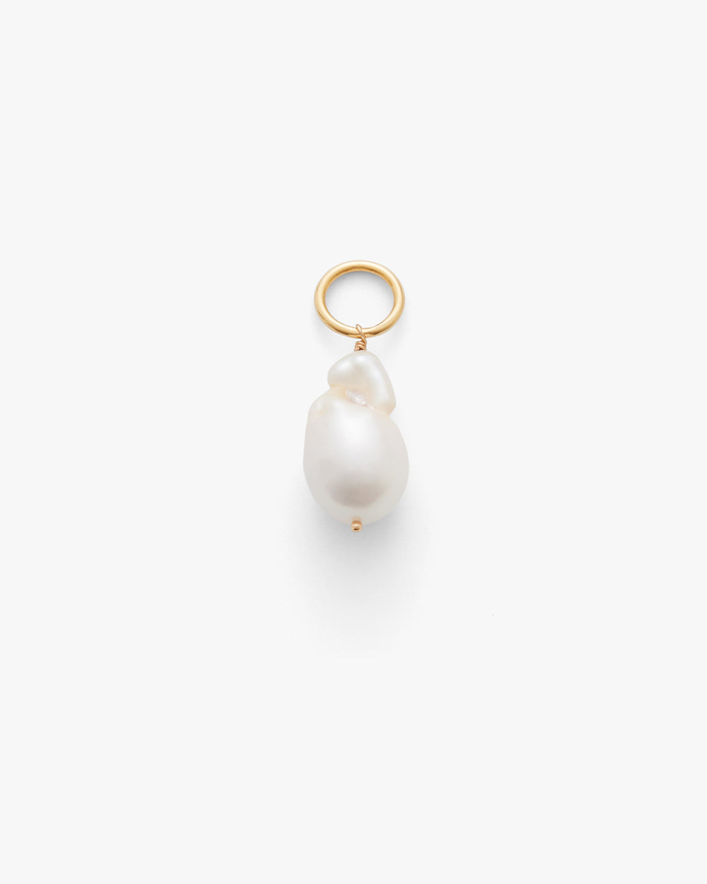 Pendant with a large irregular pearl and small loop on top.