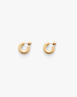 Two small hoop earrings displayed on a plain background.