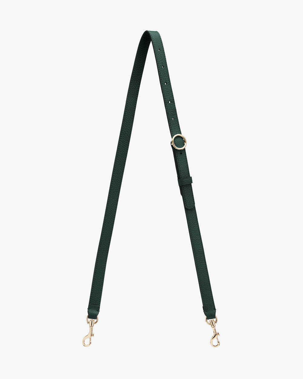 Adjustable strap with metal clasps and buckle.