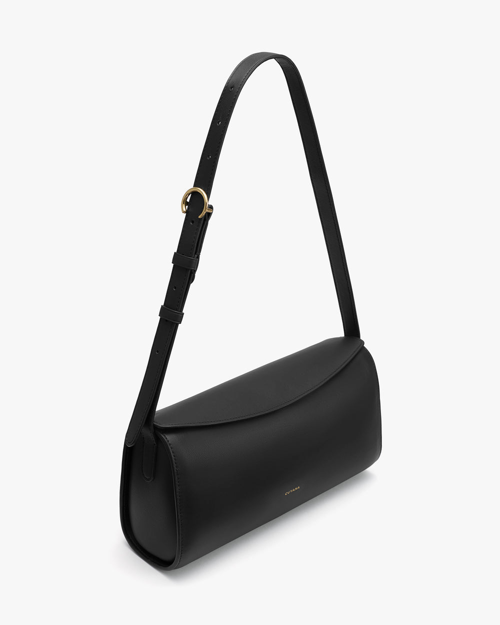 Rectangular shoulder bag with a long strap and minimalist design.