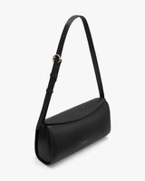 Rectangular shoulder bag with a long strap and minimalist design.