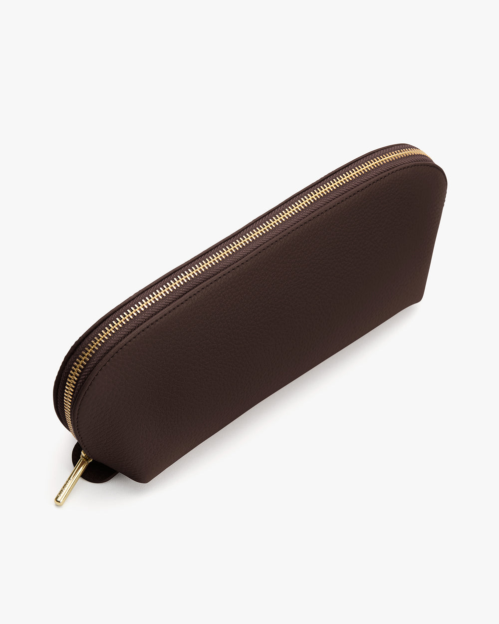 Rectangular zippered pouch with a textured finish.