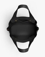 Open top view of an empty tote bag with sturdy handles.