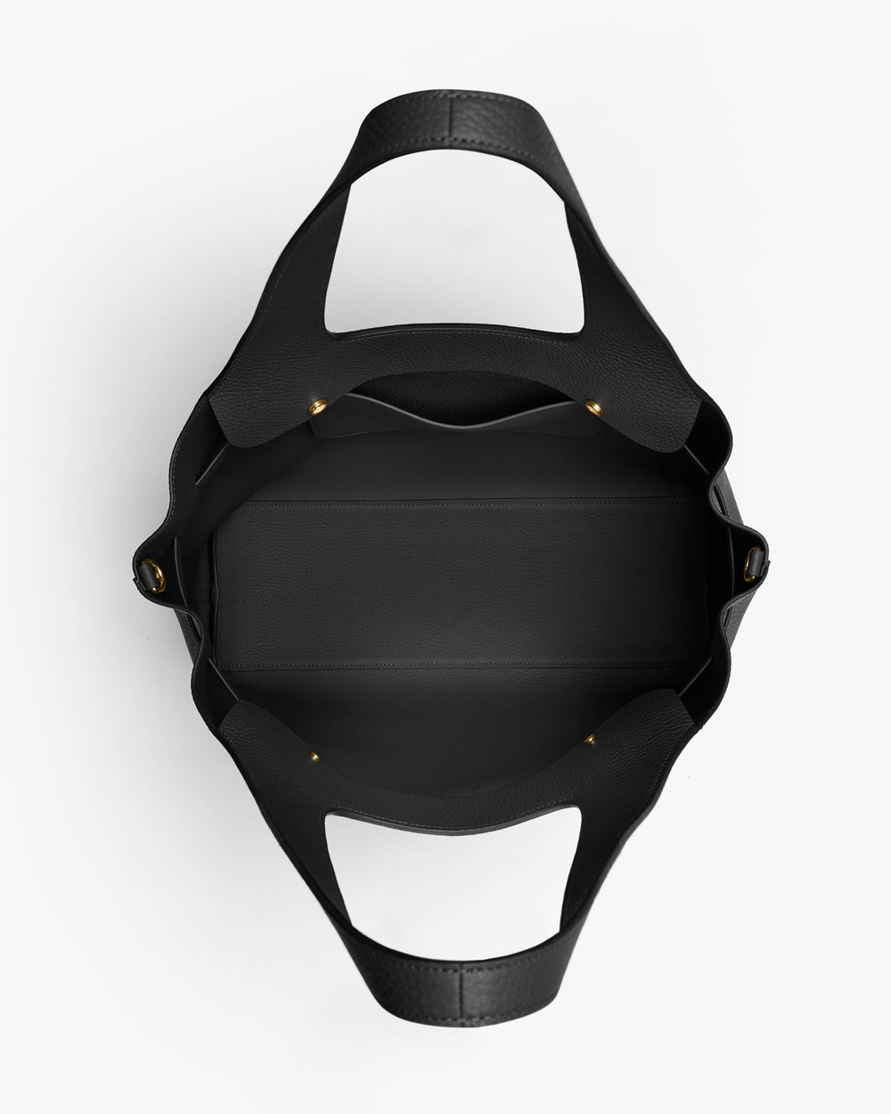 Top view of an open tote bag with handles.