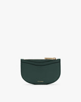 Small semi-circle coin pouch with zipper.