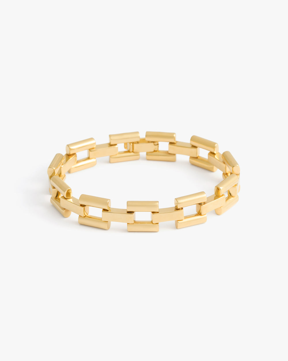 Rectangular link bracelet in a geometric pattern