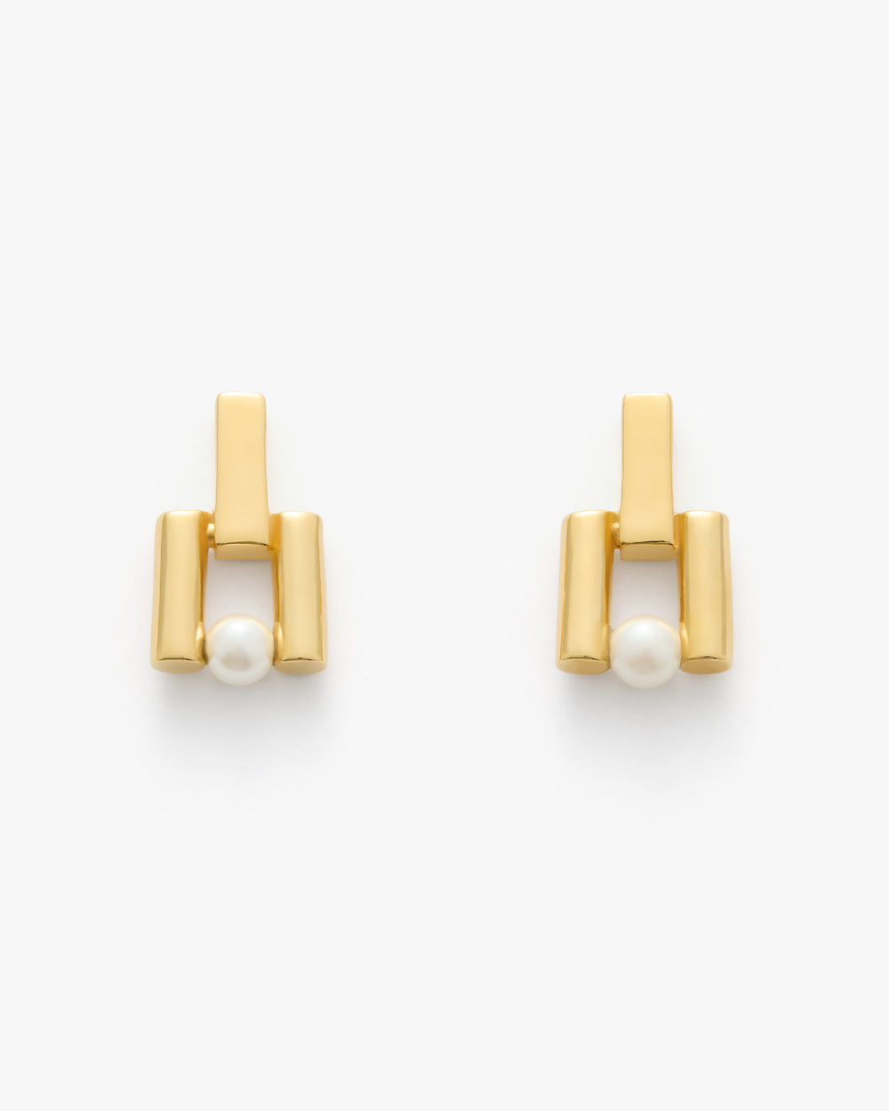 Geometric drop earrings with pearl accents