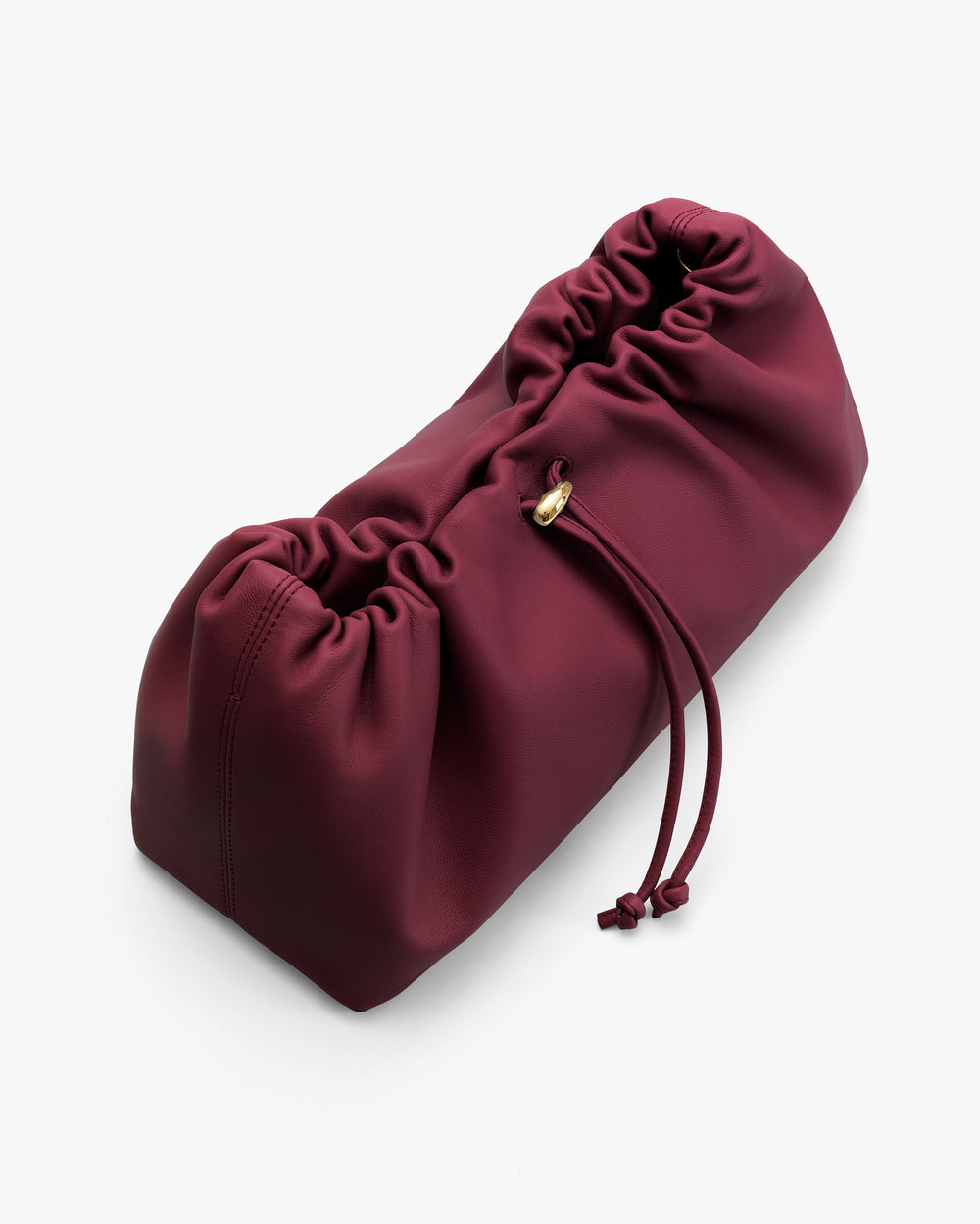 Rectangular pouch with gathered drawstring closure