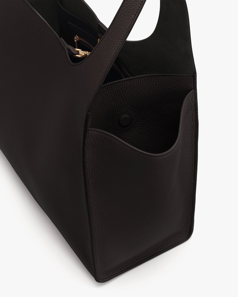 Tote bag with open top and external pockets.