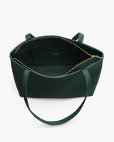 Open tote bag with inside pocket and zipper.