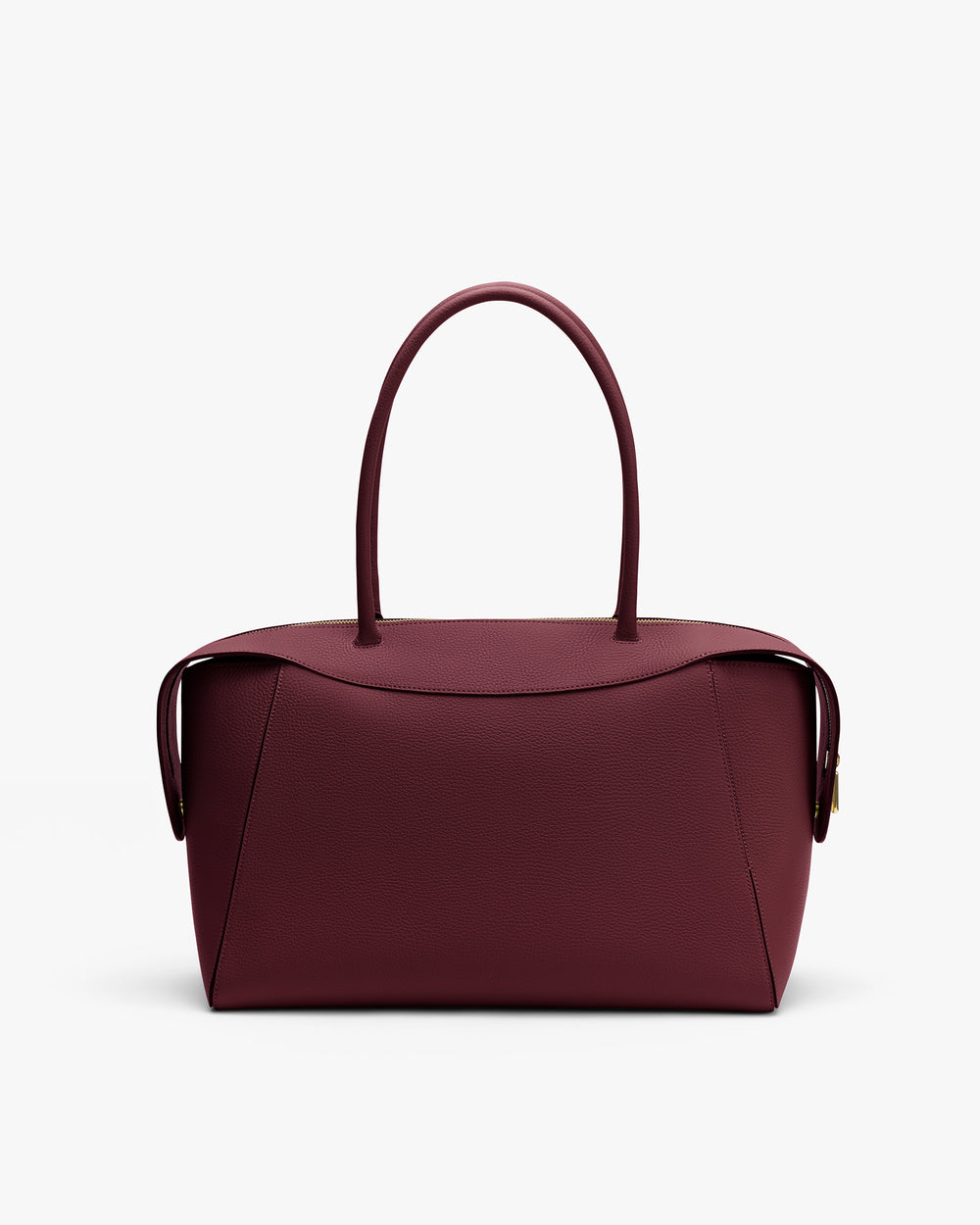 Handbag with two handles and flap closure on white background