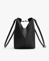 Backpack with a clasp closure and two shoulder straps.