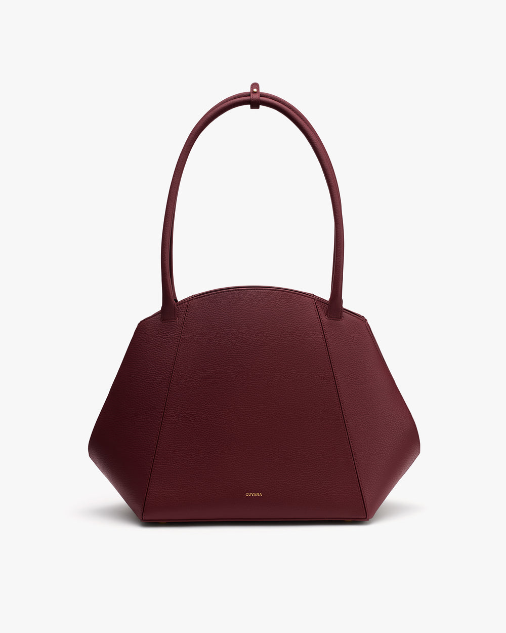 Hexagonal handbag with two handles.
