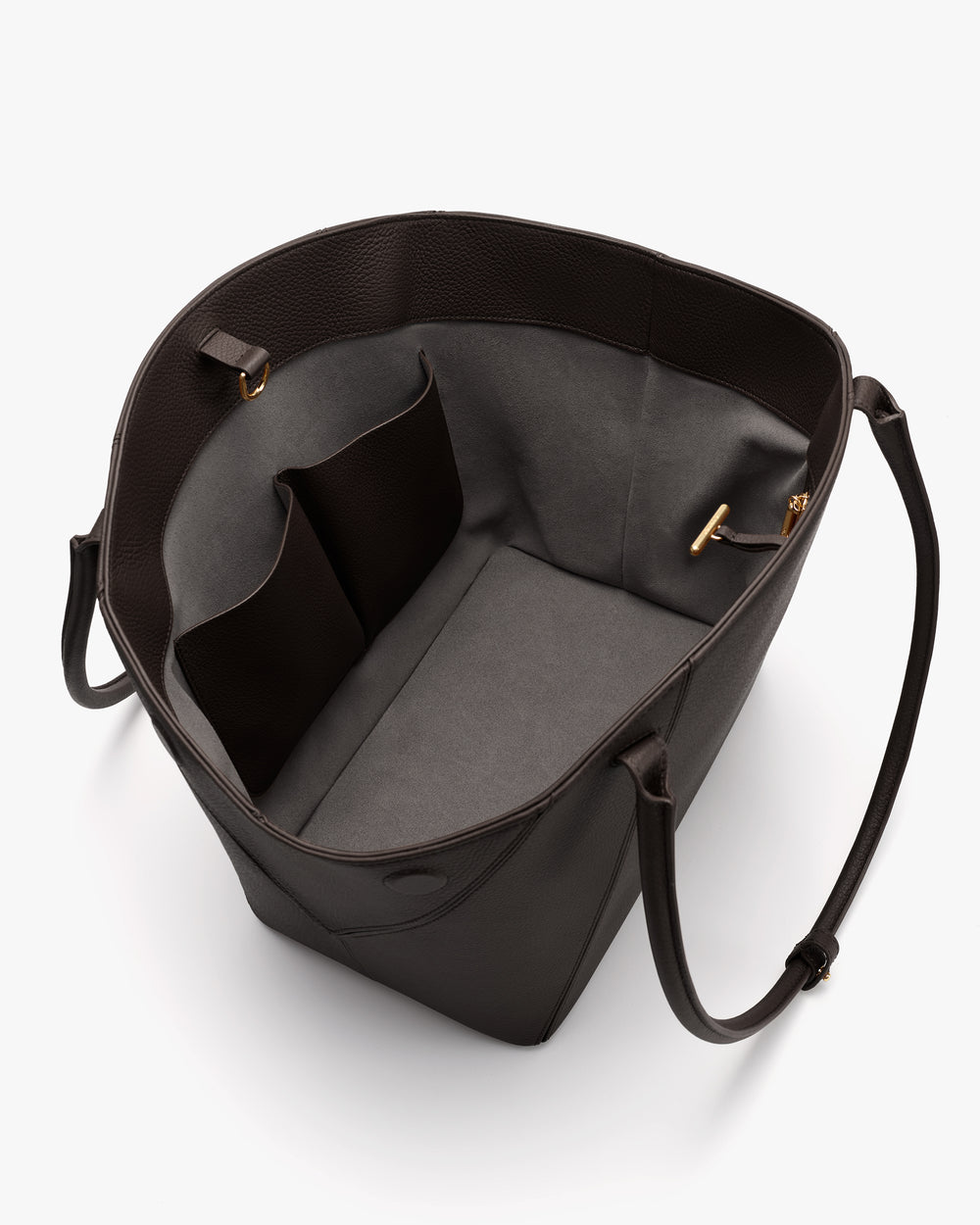 Open top shoulder bag with pockets and a spacious interior.