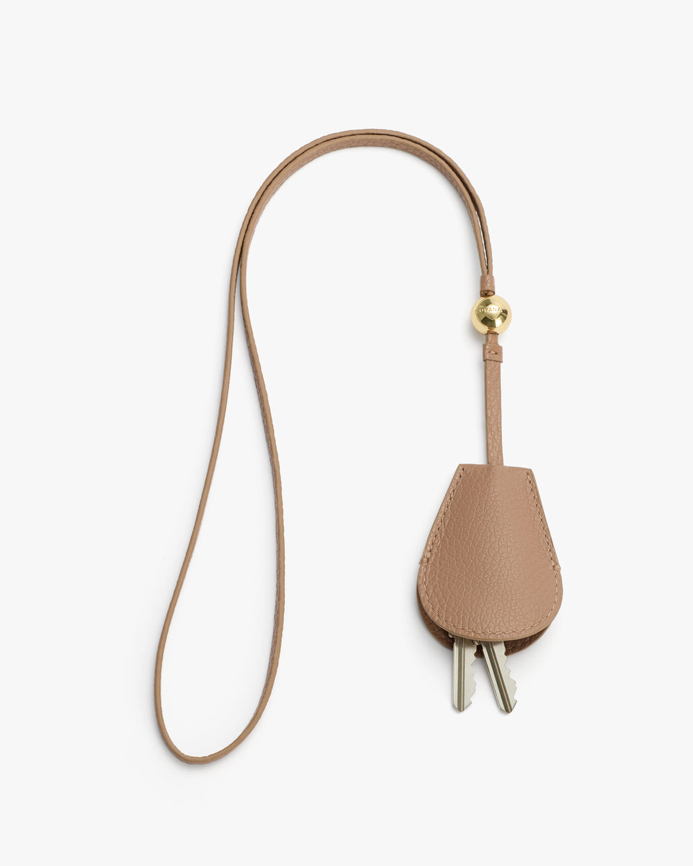 Key holder with a long strap and metal keys inside.