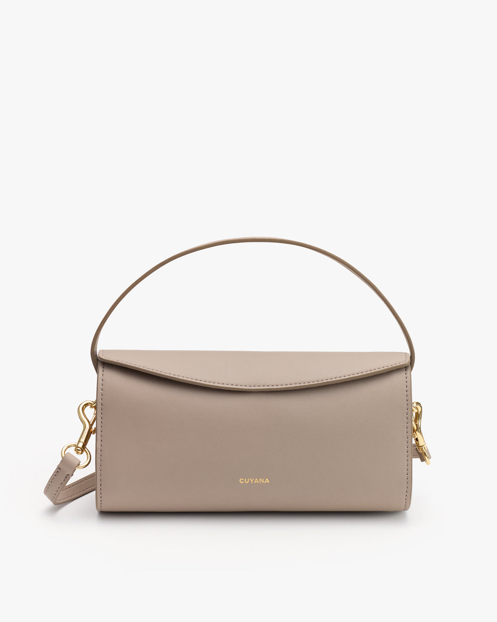 Rectangular handbag with a handle and detachable strap.
