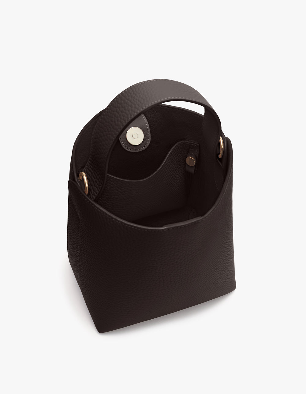 Open tote bag with handle and snap closure button