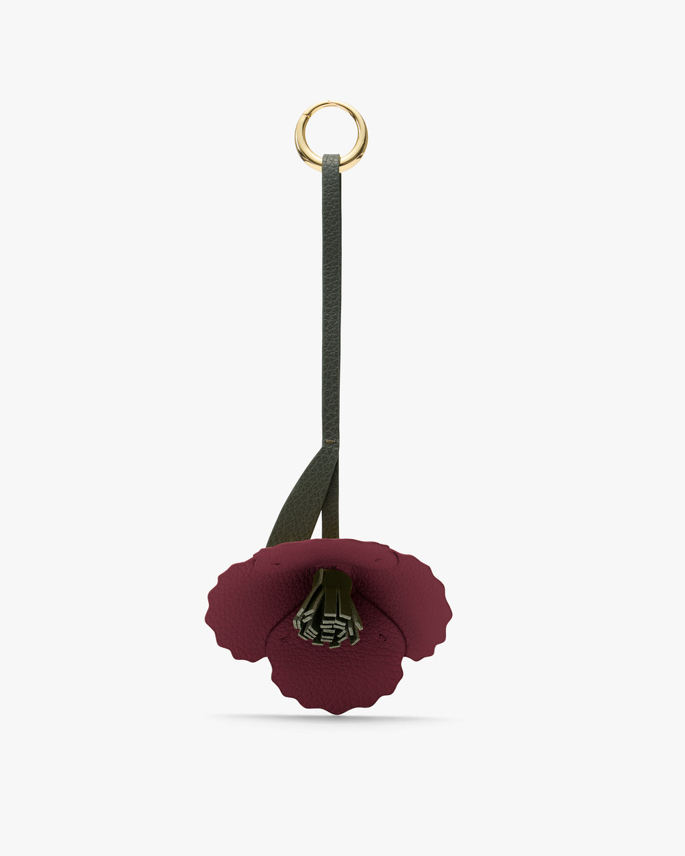 Keychain with a flower design and a loop at the top