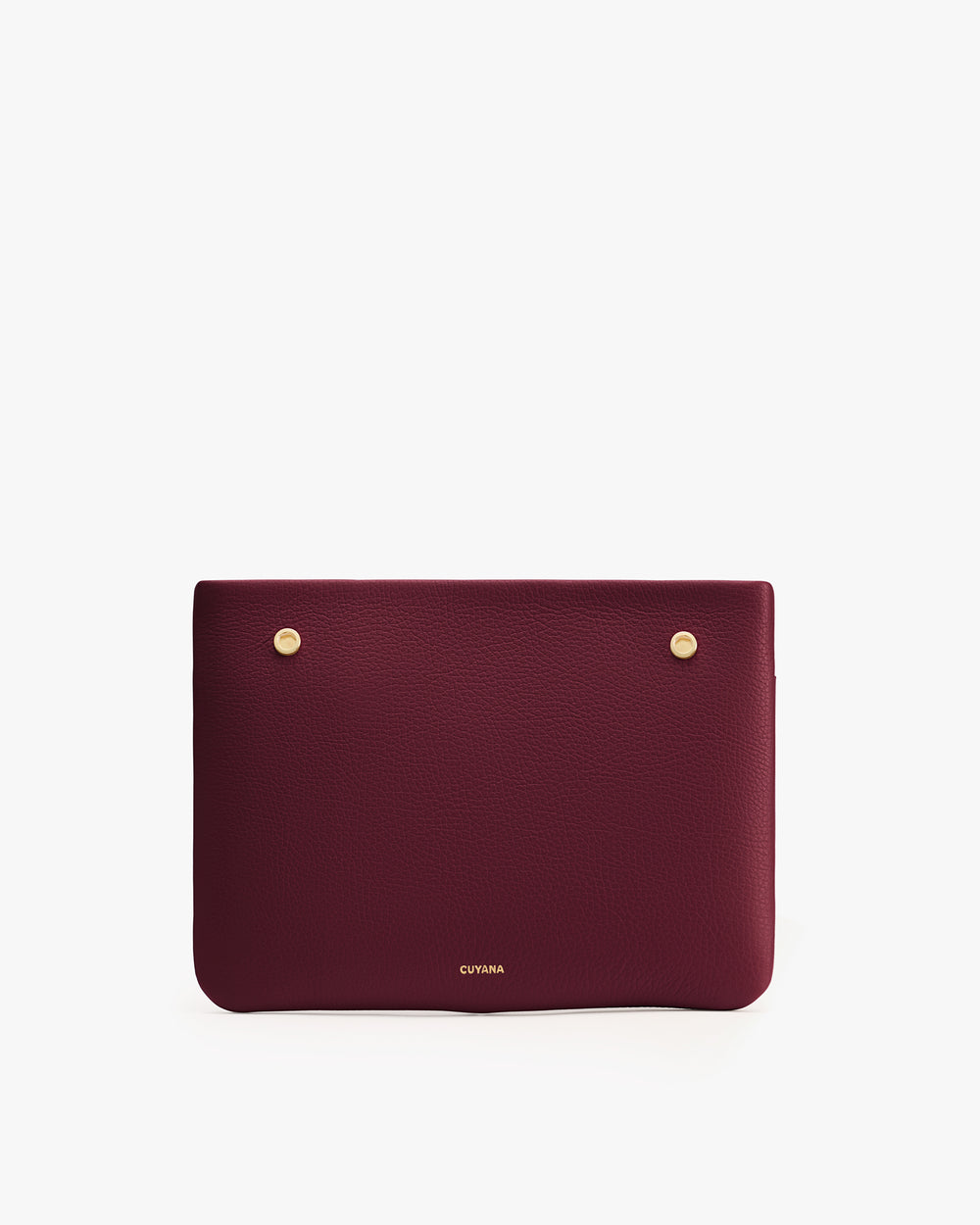 Rectangular clutch with small logo and metallic studs.