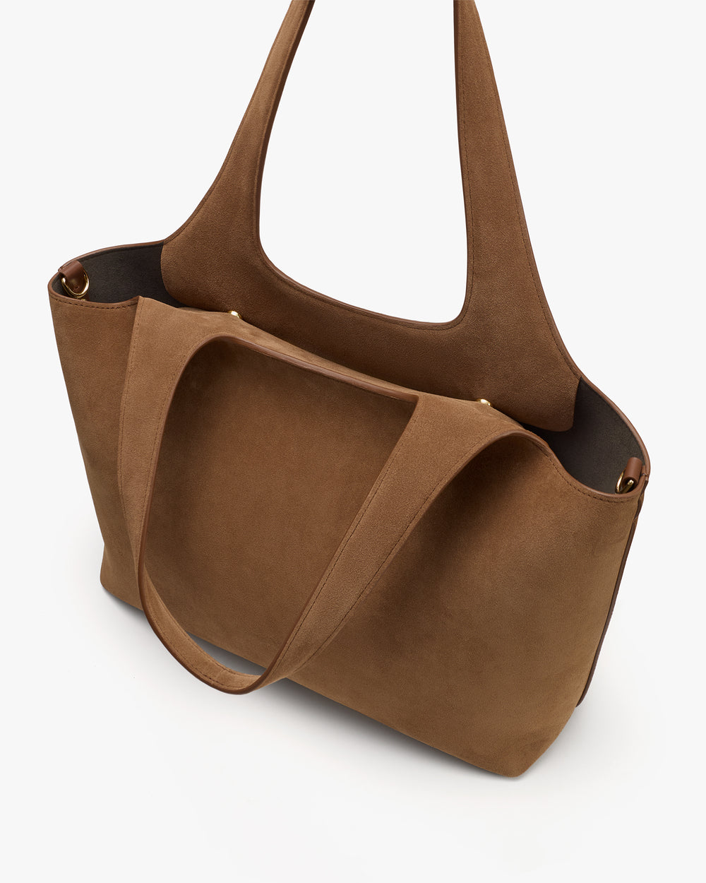 Tote bag with two handles on a plain background.