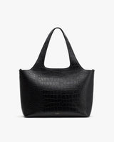 Handbag with croc-embossed leather and double handles.