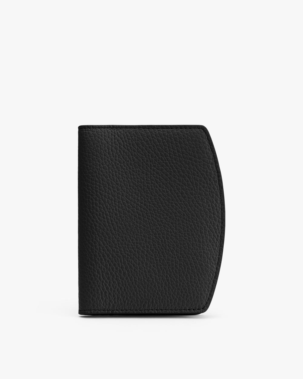 Textured leather passport holder standing upright