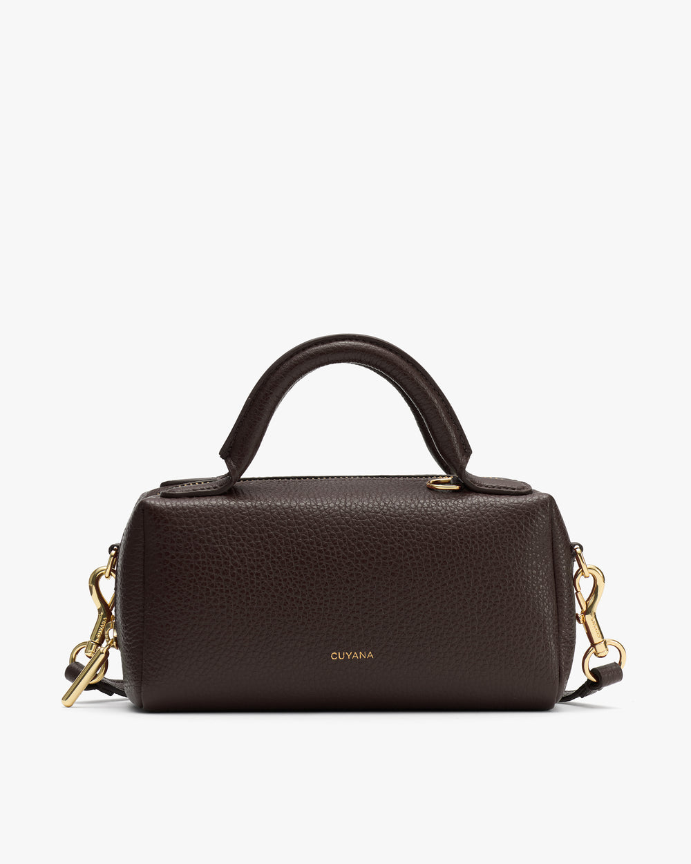 Handbag with a top handle and a detachable shoulder strap.