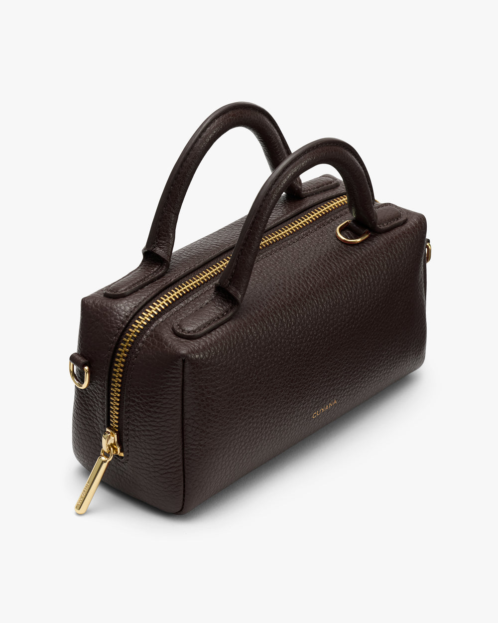 Rectangular handbag with two handles and a zipper on top