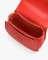 Open handbag with two compartments and stitching detail