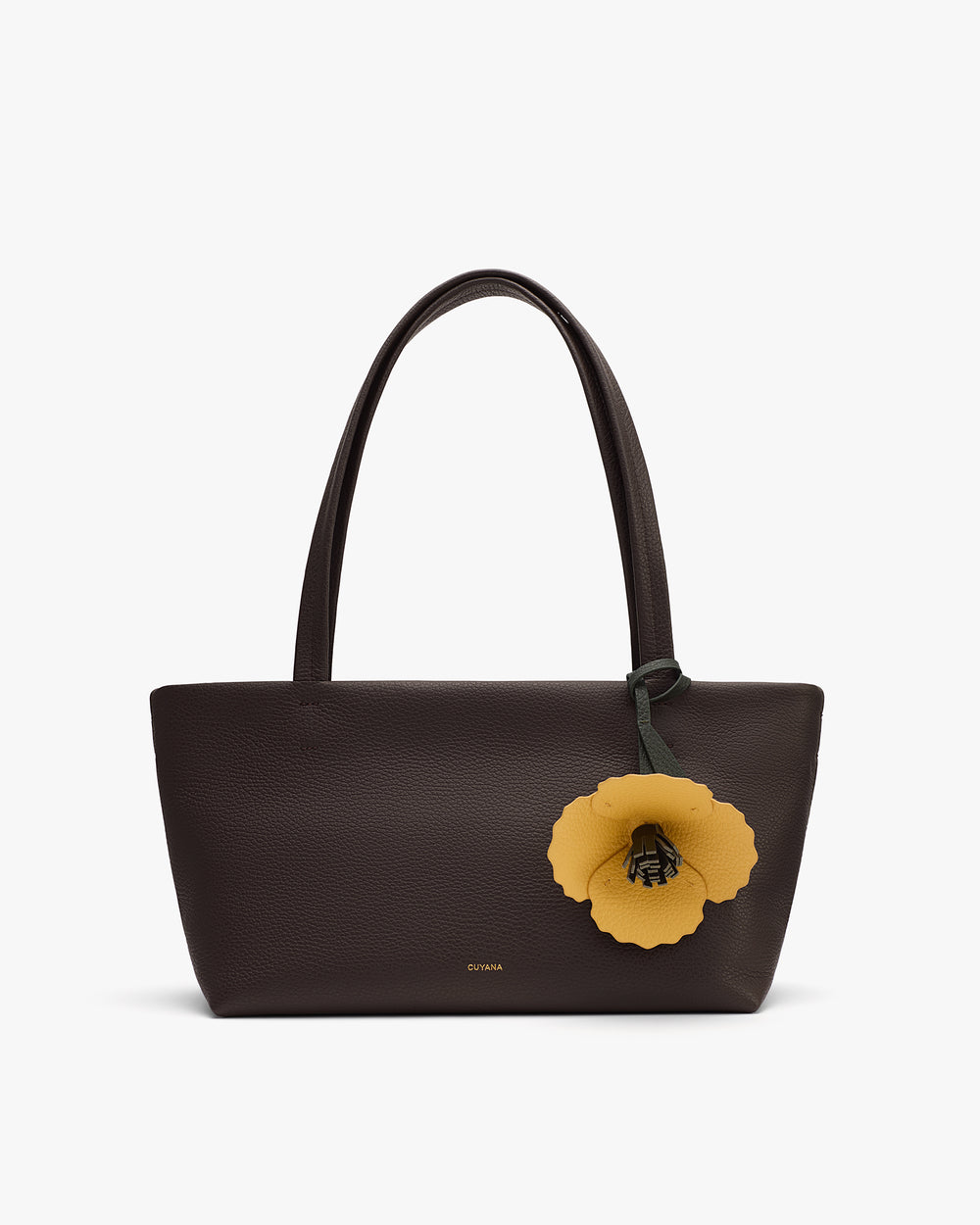 Handbag with long handles and a flower charm