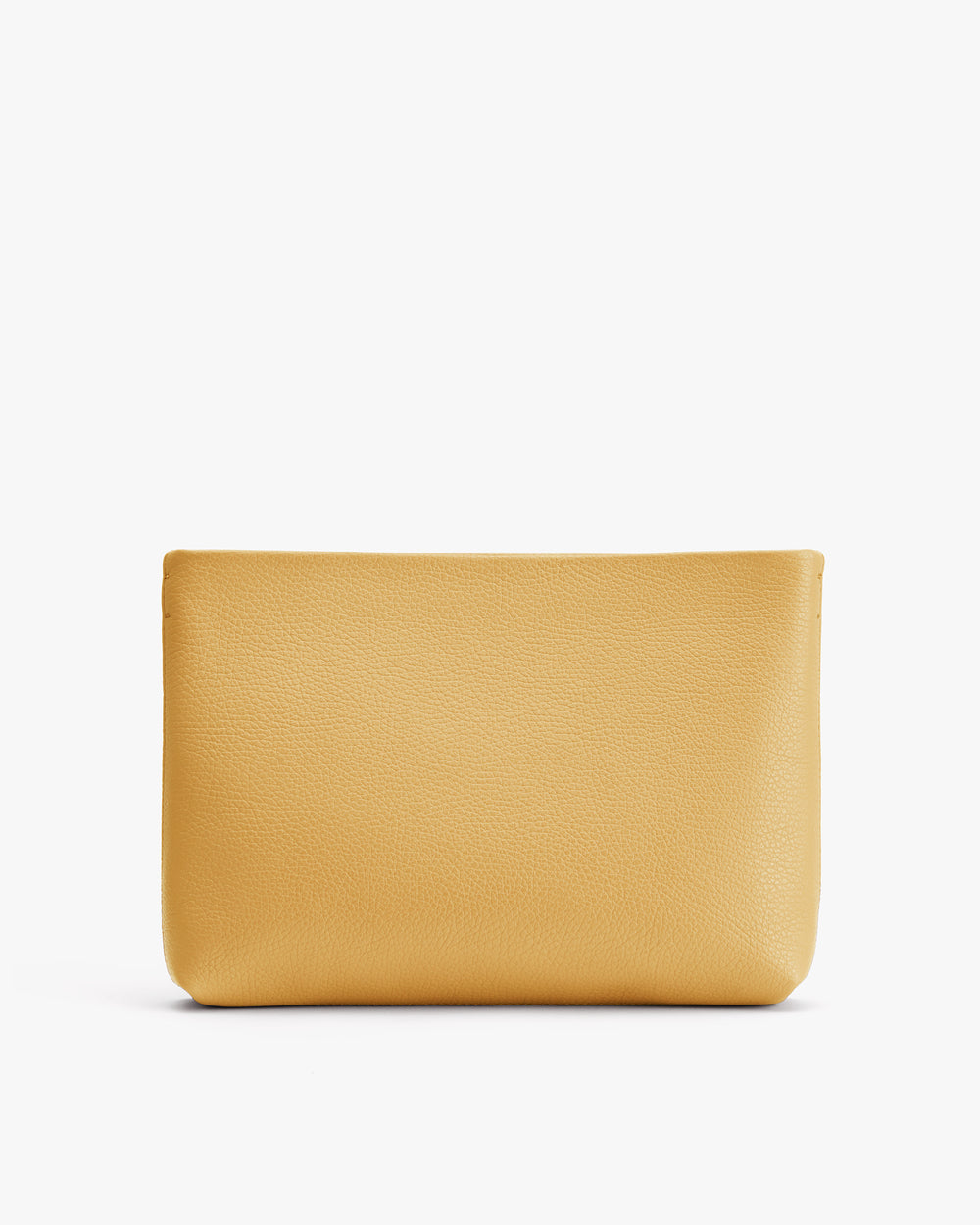 Simple rectangular clutch bag placed on a plain background.