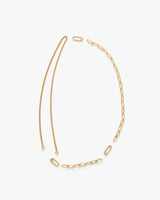 Two gold chain necklaces with separate chain links.