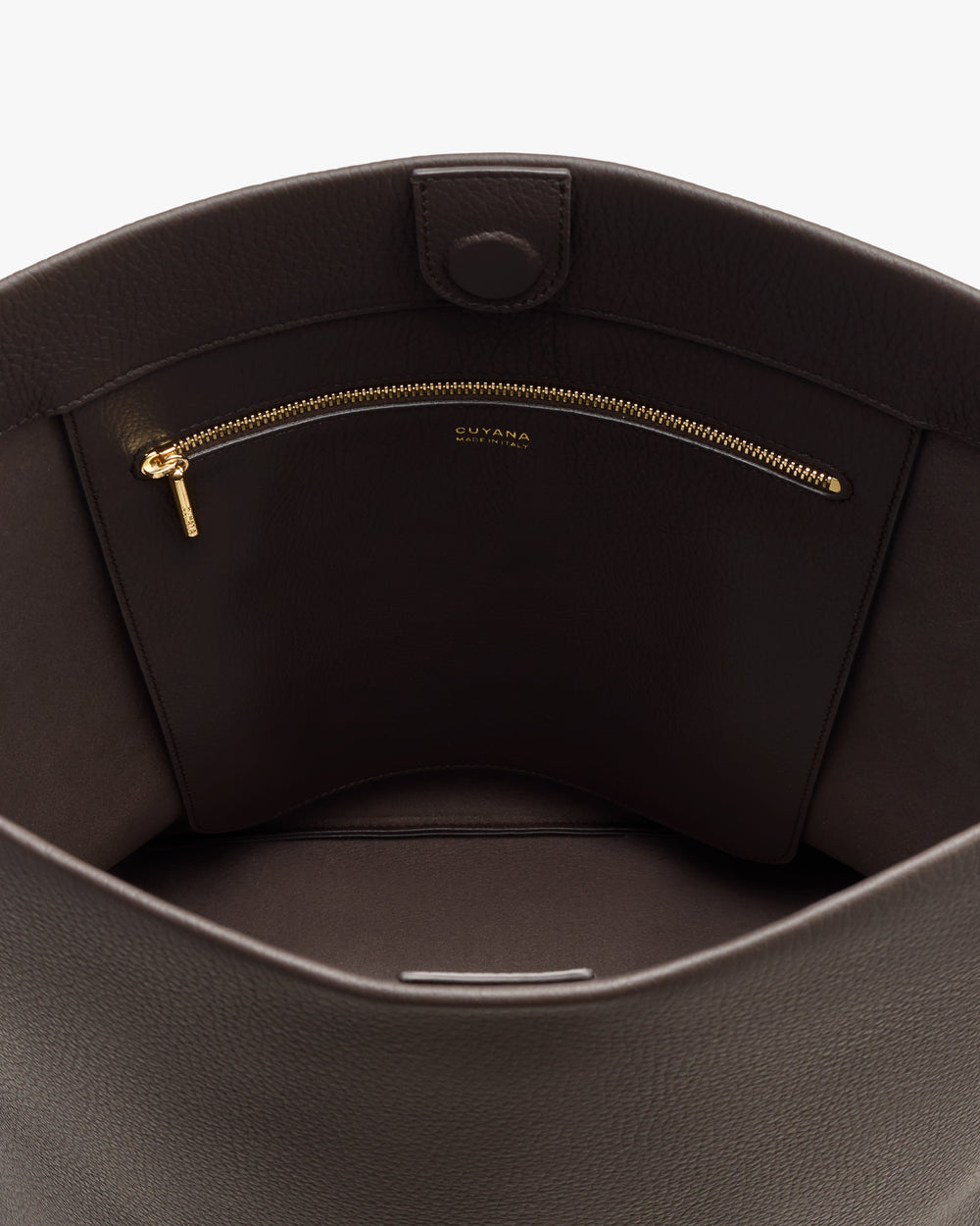 Open handbag with interior zip pocket shown.