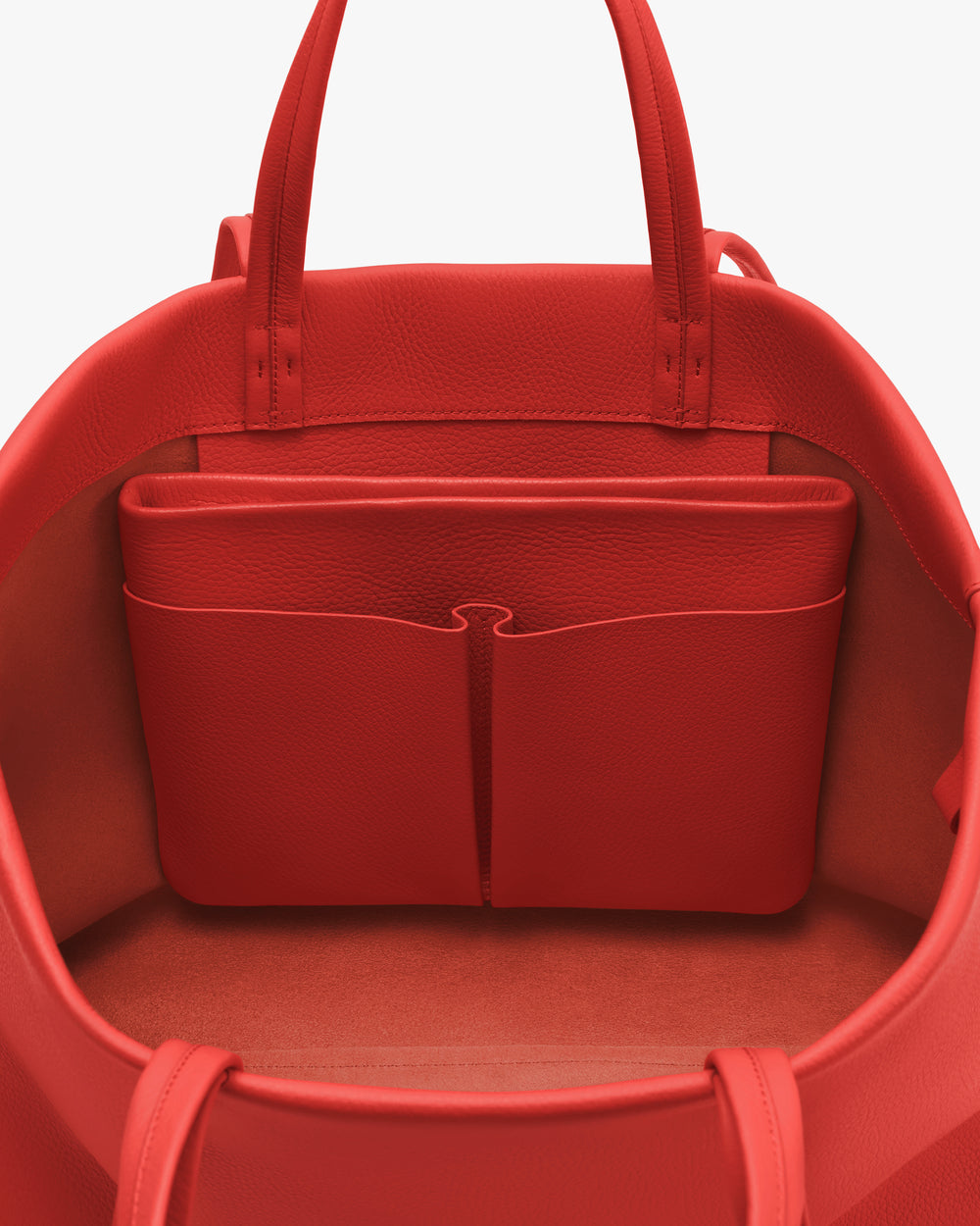 Open travel bag with interior pocket compartment.