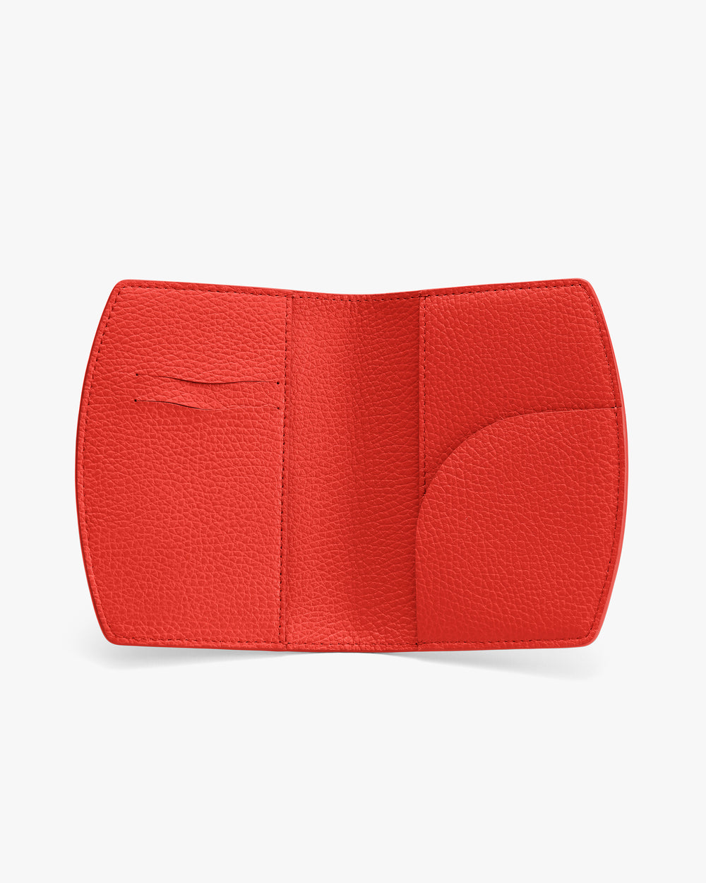 Open leather card holder with multiple slots.