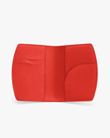 Open leather card holder with multiple slots.