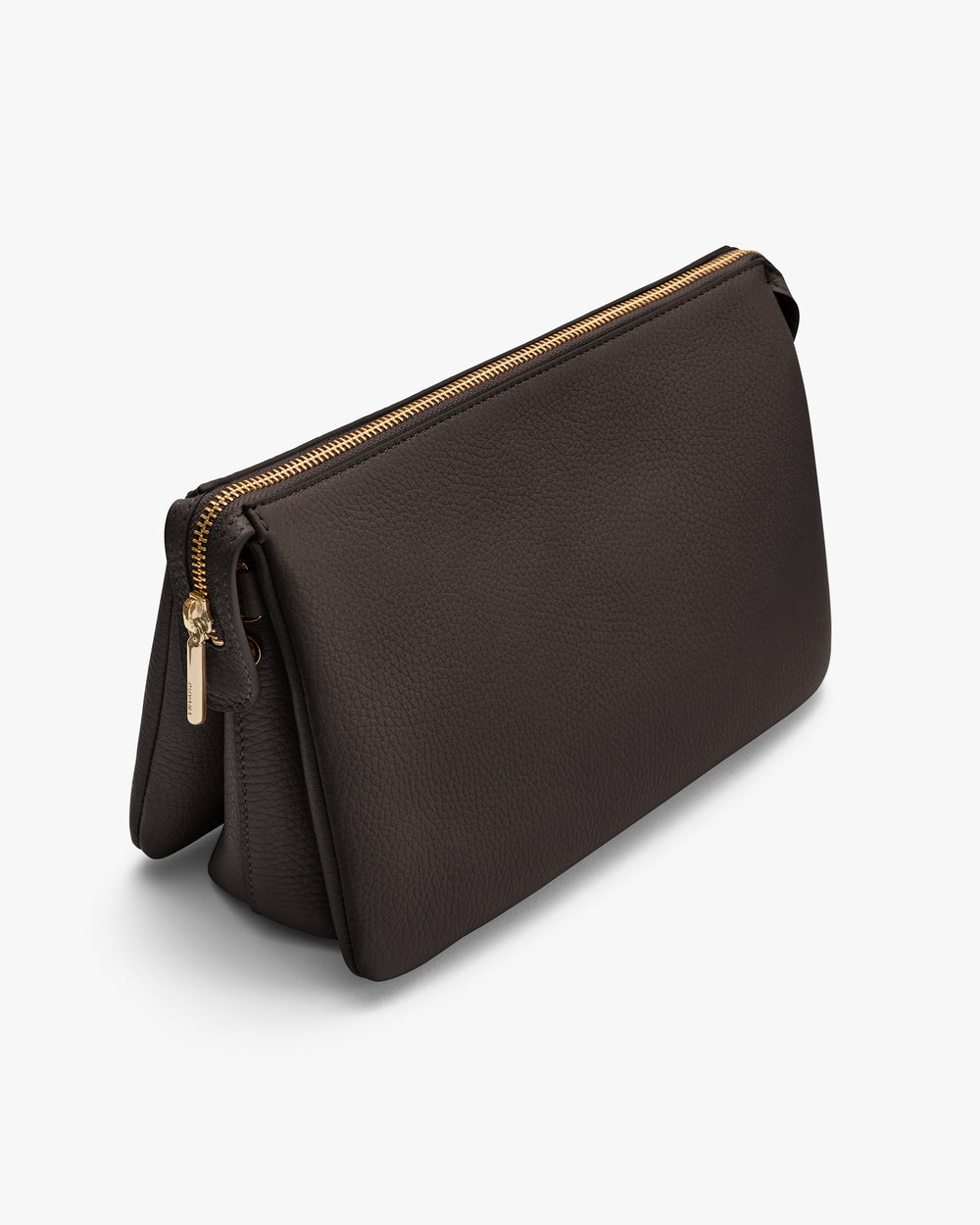 Rectangular handbag with a zipper on top and a folded design