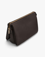 Rectangular handbag with a zipper on top and a folded design
