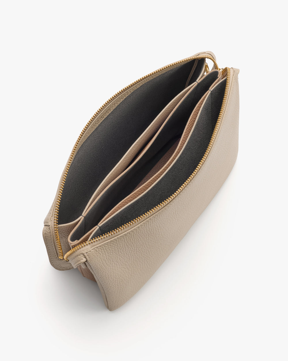 Pouch with multiple compartments and a zipper closure