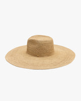 Wide-brimmed sun hat with a round crown design.