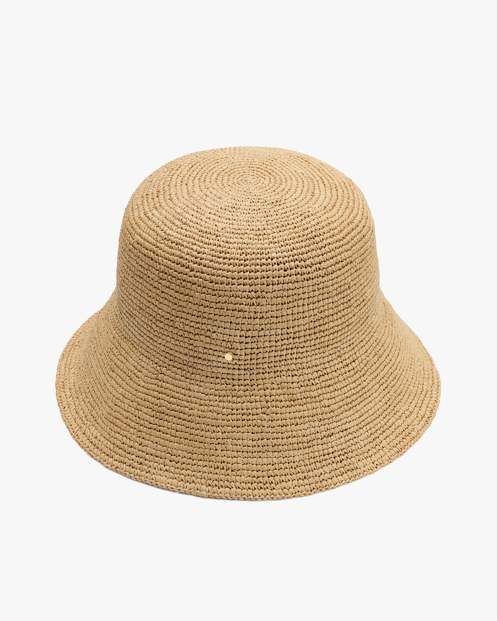 Woven bucket hat on a plain background