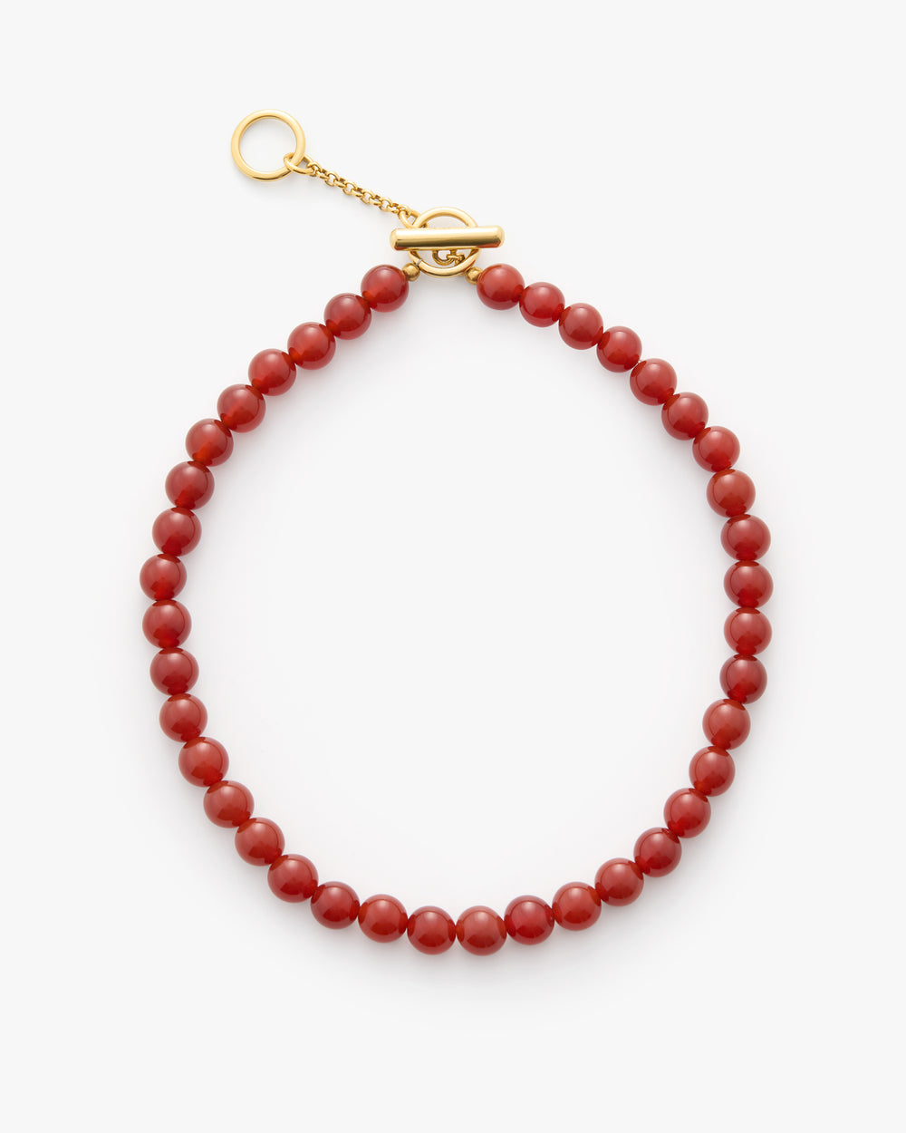 Necklace with round beads and a toggle clasp.