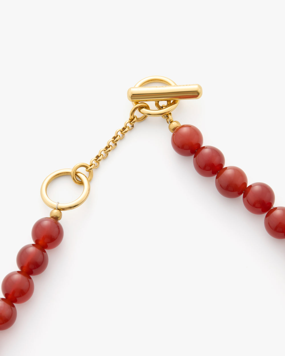 Beaded necklace with toggle clasp detail.