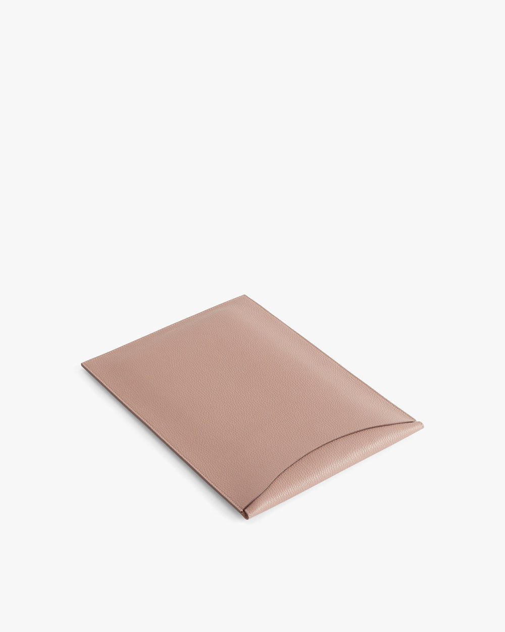 Rectangular leather envelope folder on a plain background.
