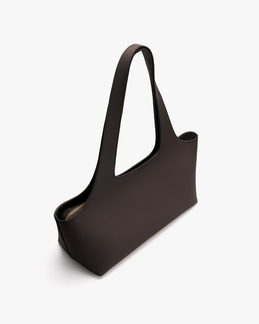 Rectangular handbag with a single, long handle.