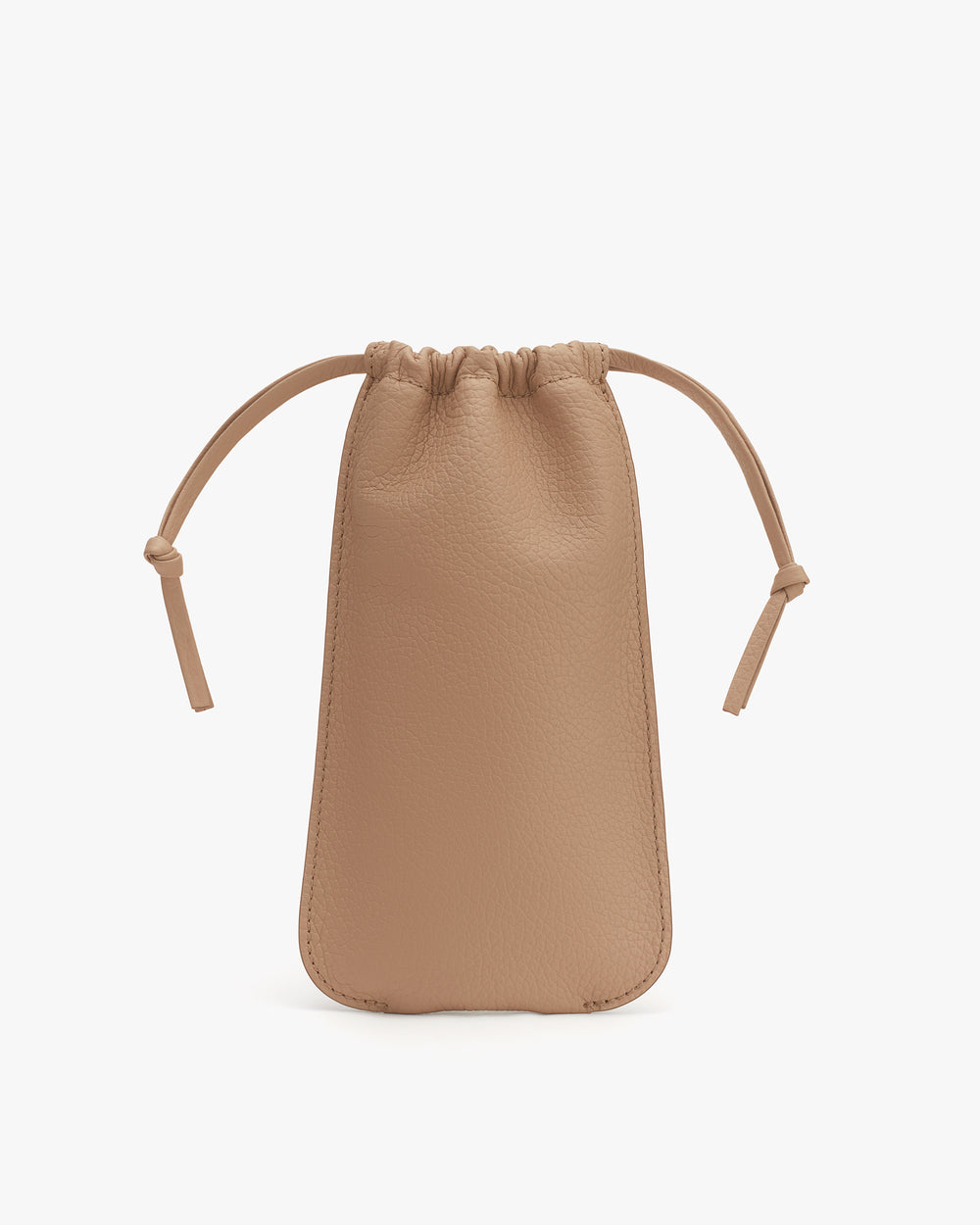 Drawstring pouch with two tied straps on each side.