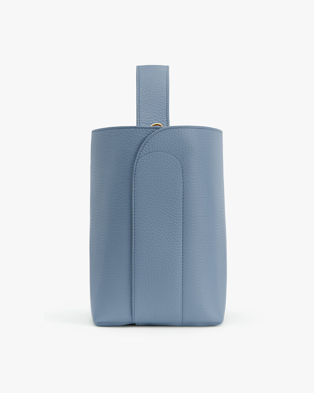 Leather bag with short strap and subtle seam detailing.