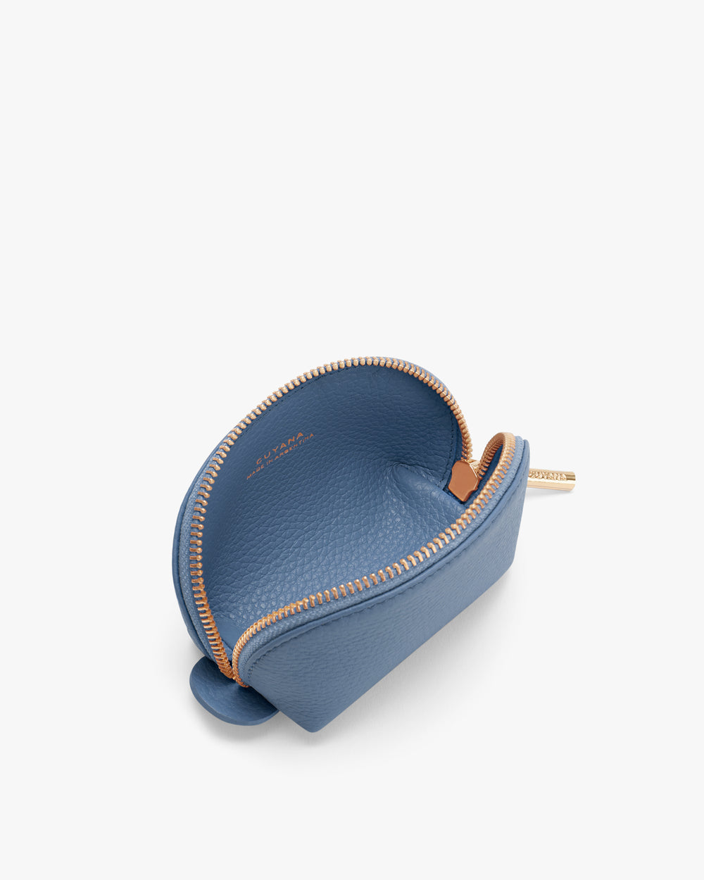 Small, open pouch with a zipper, showing interior space.